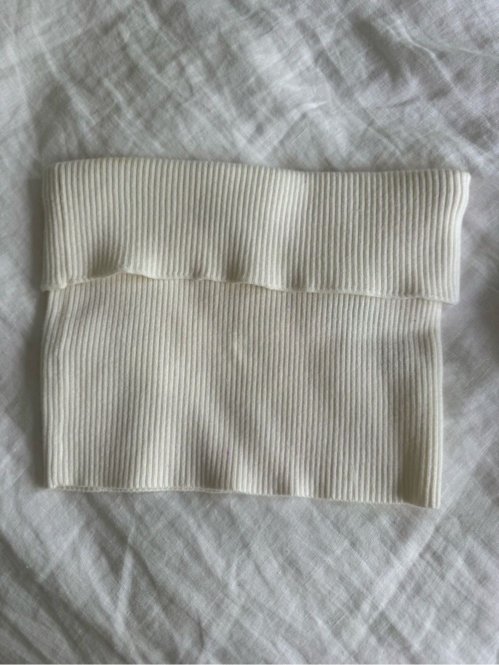 Edikted White Knit Foldover Tube Top